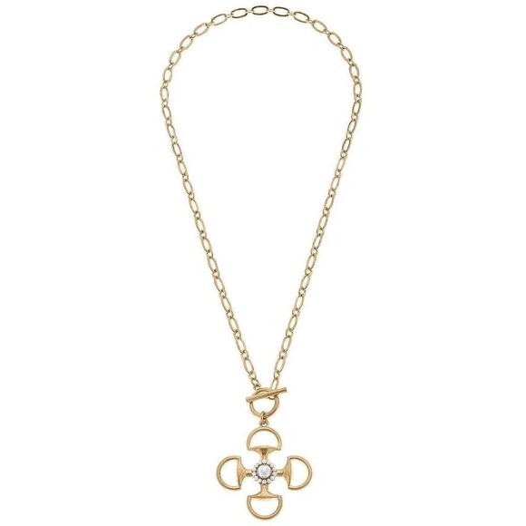 Gene Horsebit Quad Statement Necklace in Worn Gold - Picture 1 of 2